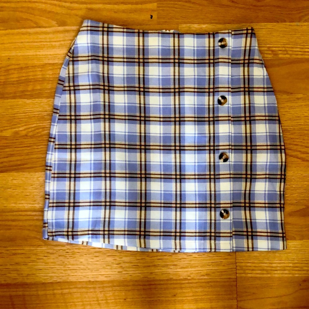 Shien skirt that is blue,brown,and white